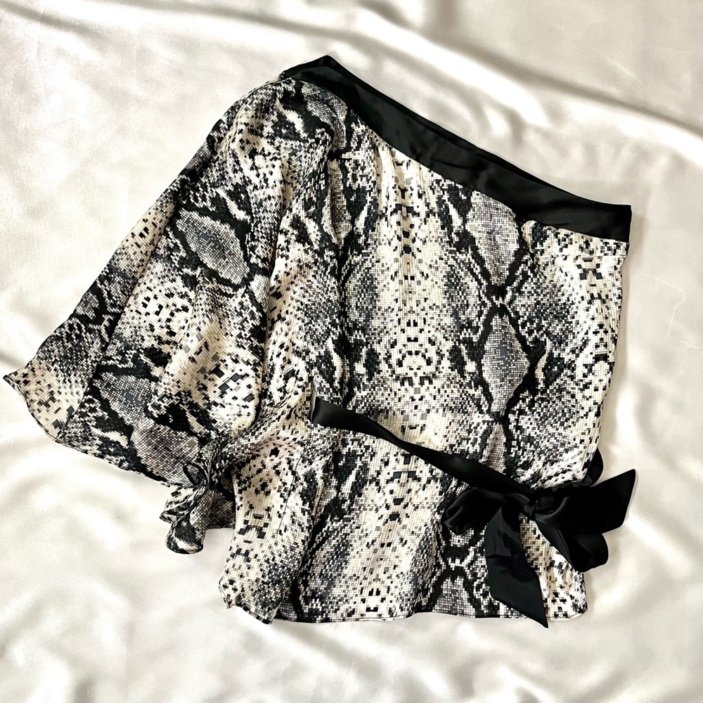 One Shoulder Silk Animal Print Tunic XS